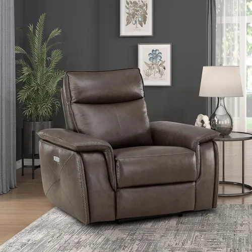 Vista 12 de Lexicon Raelynn Power - Sofá reclinable doble, color marrón oscuro
