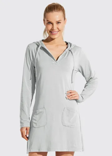 Vista 4 de Willit - Vestido de playa para mujer, de manga larga, con protección solar UPF 50+