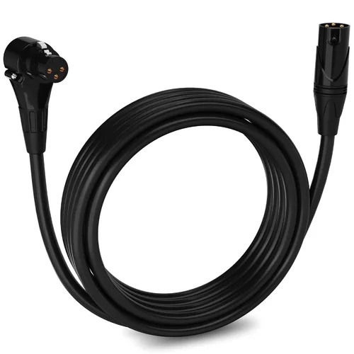 Vista 69 de LyxPro Cable de micrófono XLR hembra a macho de ángulo recto de 3 pines de 1.5 pies para altavoces amplificados, interfaz de audio, rendimiento