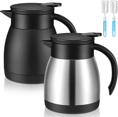 Vista 9 de Norme 2 jarras térmicas de café de acero inoxidable aisladas para líquidos calientes, dispensador térmico de jarra con cepillos para mantener