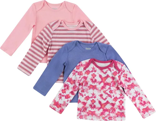 Vista 15 de Hanes Camiseta de manga larga para bebé, camiseta de punto Ultimate Flexy para niños y niñas, paquete de 4 Conjunto de Brwn Dk Verde Azul