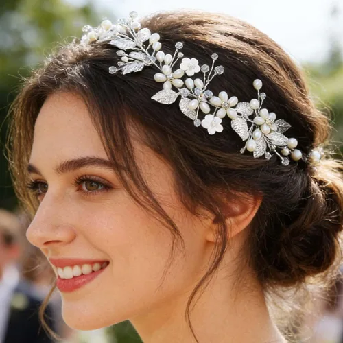 Vista 4 de Yean Diadema de boda de flores, piezas para el cabello, accesorios