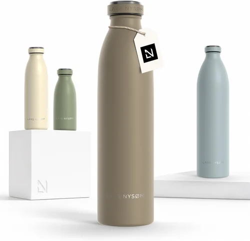 Vista 105 de LARS NYSØM Botella de agua aislada de acero inoxidable de 12 onzas, 17 onzas, 25 onzas, 34 onzas, 51 onzas, frasco térmico aislado para bebidas