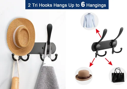 Vista 4 de NearMoon Perchero montado en la pared, paquete de 2 ganchos resistentes para toallas de baño, de acero inoxidable, gancho de metal para toallas
