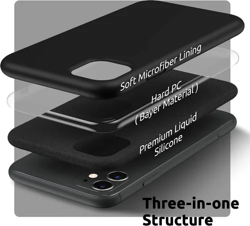 Vista 4 de Surphy - Carcasa de silicona líquida, diseño grueso completo con forro de microfibra, 6.1” para iPhone 11, 2019