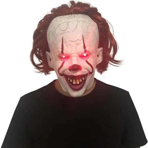 Vista 2 de LePrSty Scary Halloween IT Clown Mask Creepy Clown Masks Cosplay Prop Decoration