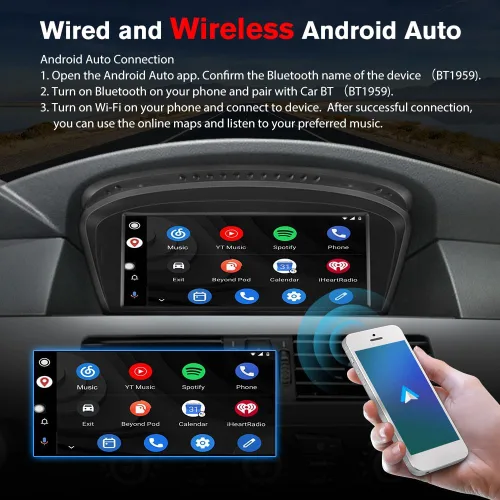 Vista 5 de Pantalla de radio de coche Linux de 8.8 pulgadas para BMW Serie 3/5 E60 E61 E63 E64 E90 E91 E92 CCC (2004-2008) CarPlay Android Auto Display Mirror