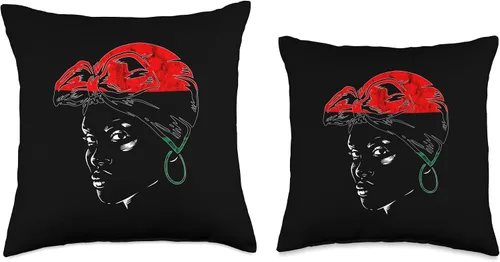 Vista 3 de Pan African Pride Black History Afro-American Juneteenth Woman Proud Pan African UNIA Flag Throw Pillow, 16x16, Multicolor