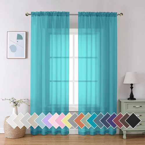 Vista 188 de Aiyufeng 2 paneles de cenefa transparente negra de 14 pulgadas de largo, cortinas cortas negras transparentes para dormitorio, cortinas de cocina