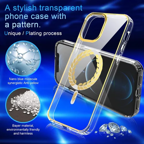 Vista 4 de Hasaky Funda magnética diseñada para iPhone 12 Pro Max de 6.7 pulgadas, compatible con MagSafe, purpurina brillante transparente [no amarillento]