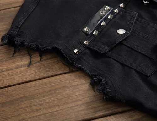 Vista 3 de DSDZ Chaleco de mezclilla punk para hombre Chaquetas sin mangas con remaches