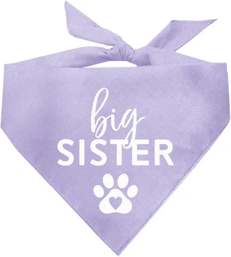 Vista 7 de Bandana para perro Big Sister con pata de corazón, triángulo ajustable 100% algodón, fabricado en Estados Unidos, para recién nacido, anuncio