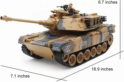 Vista 7 de fisca Tanque de control remoto M1A2 RC 1/18 con 2.4 GHz, 15 canales, fumar - Tanque de batalla principal Abrams que juguete militar para niños