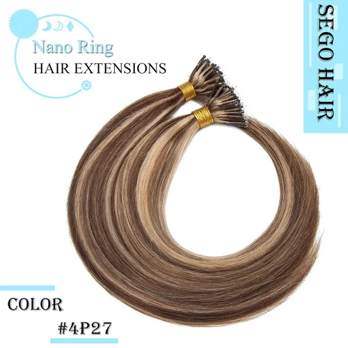 Vista 276 de SEGO Extensiones de cabello humano con micro cuentas, extensiones de cabello humano con micro bucle, lacio, natural, fusión fría, 1.76 oz/paquete