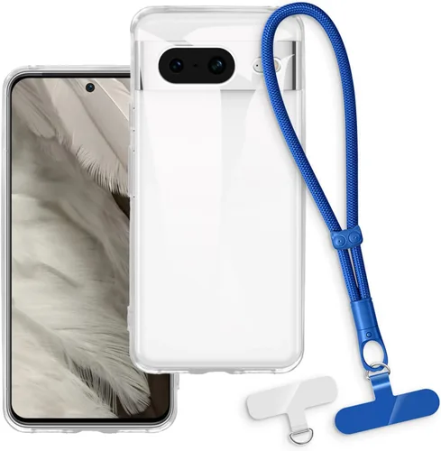 Vista 18 de Estuche y correa de muñeca para Pixel 8 - transparente+negro Funda protectora 2 en 1 para teléfono de 6.2 pulgadas con cordón desmontable y Funda