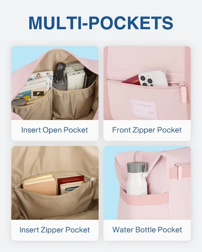 Vista 3 de BAGSMART Bolsa de viaje, rosa-2 piezas, Bolsa de viaje