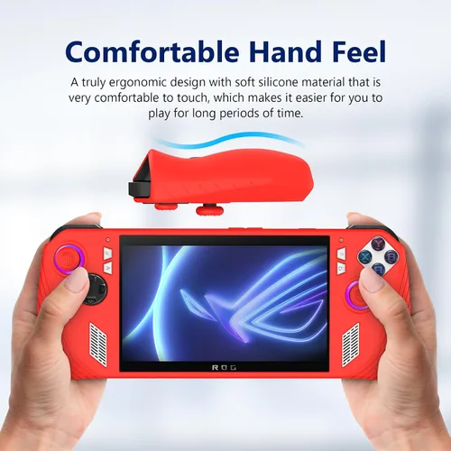 Vista 5 de Funda protectora de silicona para consola de juegos ASUS ROG Ally 2023 Funda a prueba de caídas (rojo)