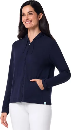 Vista 25 de Sudadera con capucha para la costa, de Coolibar, para mujer, UPF 50+, protege del sol