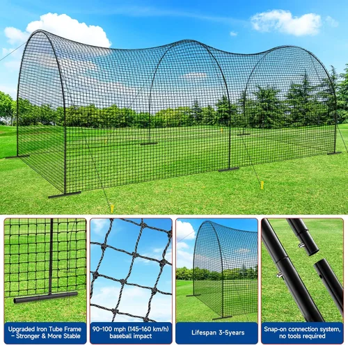 Vista 2 de Portable Baseball Batting Cage Net with Sturdy Steel Frame, 20FT/ 30X12X8FT Batting Cages for Backyard Baseball Training Equipment with Carry Bag
