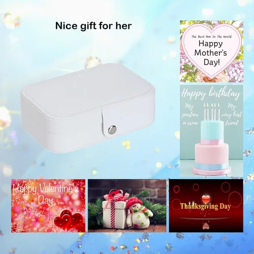 Vista 6 de RT&BS Small Travel Jewelry Case, Travel Jewelry Boxes for Women Girls, Small Jewelry Organizer Box, Valentine's Day Gift (White)