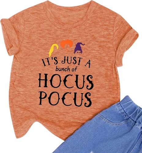 Vista 2 de LAZYCHILD It's Just A Bunch of Hocus Pocus - Camiseta de Halloween para niños y niñas, Sanderson Sister Graphic Shirt