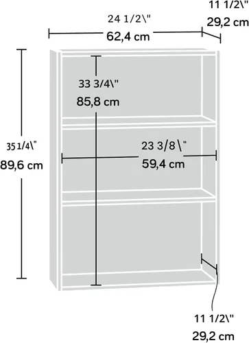 Vista 3 de Sauder Beginnings Librero de 3 Estantes, Estantería para Libros con Repisas de Almacenamiento Ajustables, en acabado Brook Cherry