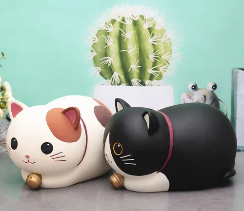 Vista 5 de FUYU Alcancía de gato de dibujos animados, banco de monedas, decoración del hogar, regalo de cumpleaños