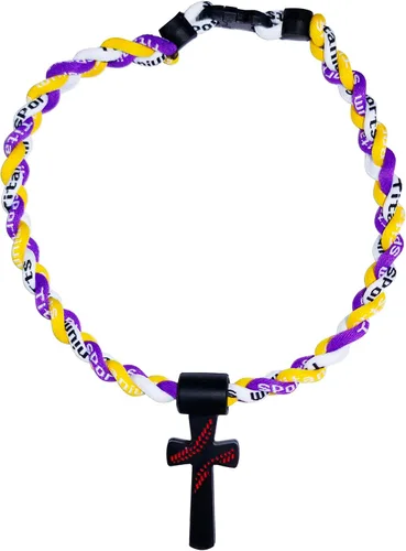 Vista 6 de Collar de cuerda de béisbol con cruz de silicona