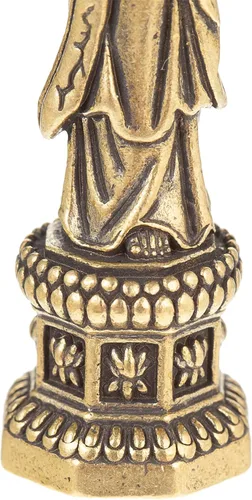Vista 3 de FENGSHUI-CAISHEN Pequeña estatua de cobre Guan Yin, hecha a mano para meditar la decoración zen, pequeña figura de Quan Yin, Baby Kwan Yin