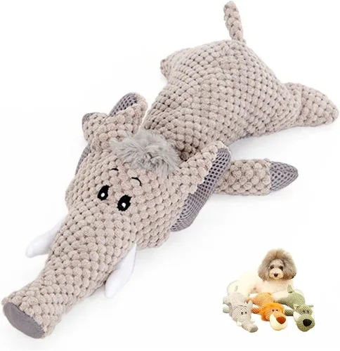 Vista 10 de Juguete para perro, animal robusto diseñado para masticadores pesados, juguete de peluche grande para perro, juguete chirriante duradero