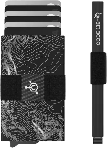 Vista 18 de CODE 118 Billetera – Billetera inteligente automática premium, bloqueo RFID, billetera de metal minimalista emergente para hombres, aluminio de 24K