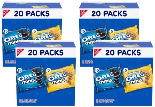 Vista 21 de OREO Paquete variado de galletas tipo sándwich Mini Mix, 20 paquetes de aperitivos