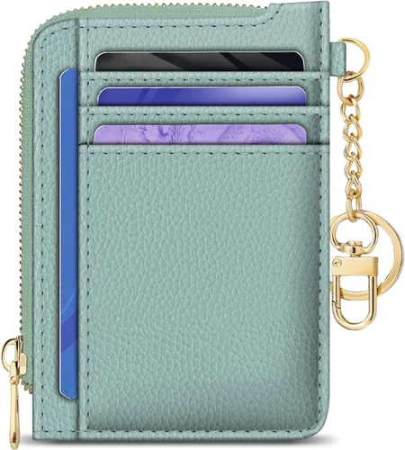 Vista 33 de GIANCOMICS Cartera delgada con tarjetero para mujer, funda pequeña con bloqueo Rfid, llavero de bolsillo delgado con cremallera curvada, tarjetero