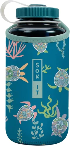 Vista 48 de Sok It BotlSok Funda para botella de agua con cubierta de neopreno aislante (Floral abstracto, se ajusta a CamelBak o Nalgene de 12 onzas)