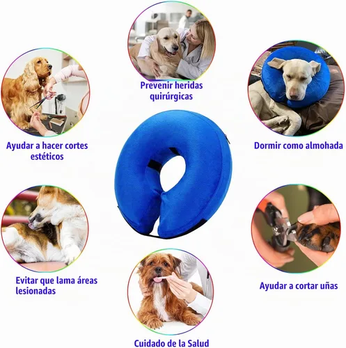 Vista 4 de Collar Inflable para Perros, Cono Suave para Perros Después de Cirugía, Collares Donut E Ajustables Inflables para Perros y Gatos Pequeños, Medianos