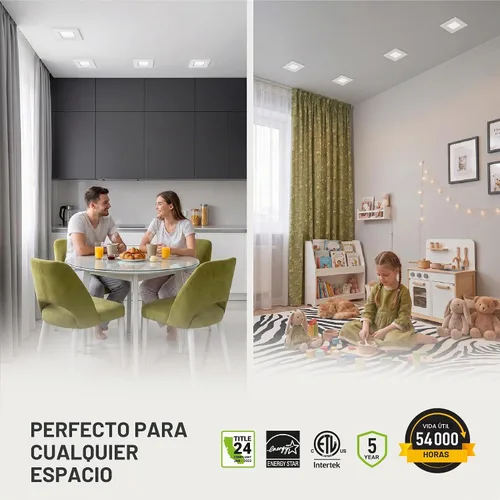 Vista 2 de ASD Iluminación LED empotrable cuadrada blanca de 4 pulgadas retrofit - 9W 709LM 2700/3000/3500/4000/5000K regulable seleccionable LED Downlight