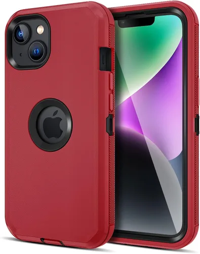 Vista 25 de Jiunai Funda para iPhone 14 Plus a Prueba de Golpes Antipolvo Protección de Servicio Pesado Protectora Antiarañazos de Doble Capa Resistente Rugosa