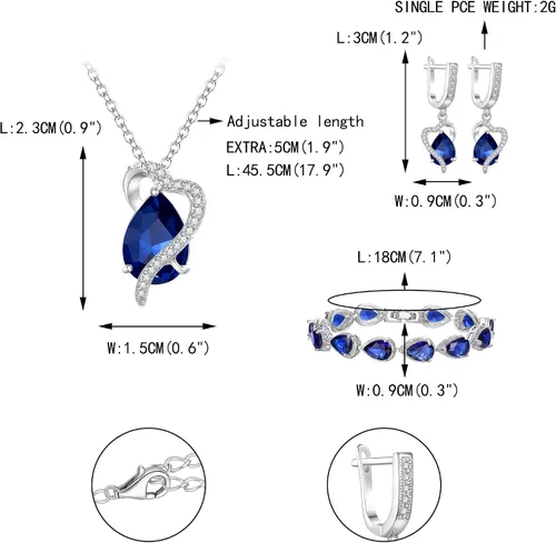 Vista 5 de EVER FAITH Juego de joyas de boda para novia, dama de honor, glamour, lágrima, circonita cúbica, collar, aretes, pulsera de tenis, juegos de anillos