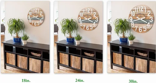 Vista 6 de Reloj de pared de madera multicolor de 18.0 in, playa costera marítima (azul, 18 pulgadas)