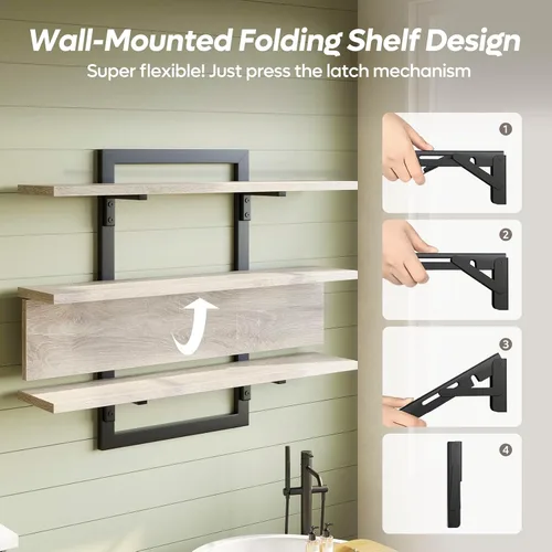 Vista 4 de Bestier - Estantes flotantes para pared, estantes de cocina de 32 pulgadas montados en la pared, estante de barra de café de 3 niveles con soportes