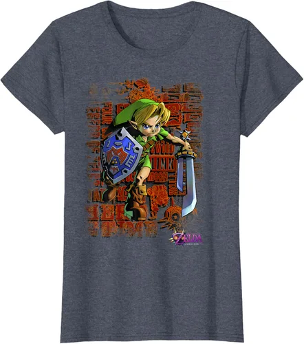Vista 10 de Legend of Zelda Majoras Mask Link Action Retrato Camiseta Negro