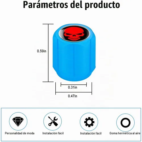 Vista 2 de 12 tapones fluorescentes para válvulas de neumáticos, resistentes a la corrosión, para automóvil, con forma de calavera iluminada luminosa que