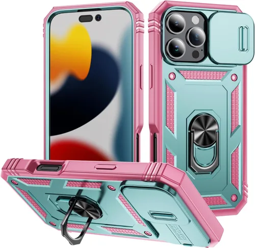 Vista 13 de Funda para iPhone 14, a prueba de golpes, resistente a los impactos, con lente deslizante protectora para iPhone 14 (6.1 pulgadas) (azul)
