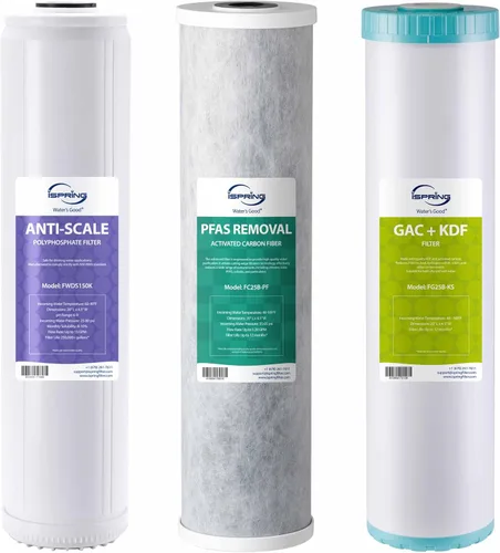 Vista 21 de iSpring F2WGB22B Juego de repuesto de filtro de agua de 2 etapas de 4.5 x 20 pulgadas para toda la casa con cartuchos de bloque de sedimentos