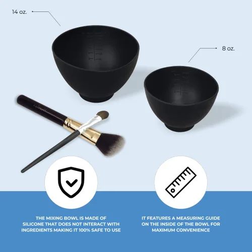 Vista 6 de ForPro Professional Collection Cuenco de silicona para mezclar, negro, flexible, inodoro, para mezclar tratamientos faciales, masajes, cuerpo