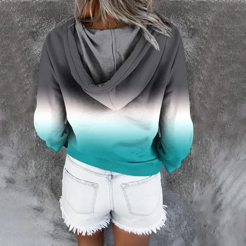 Vista 126 de Sudaderas con capucha para mujer, con cuello de botón, sin botones, con cordón, manga larga, lindas, ropa para adolescentes y niñas