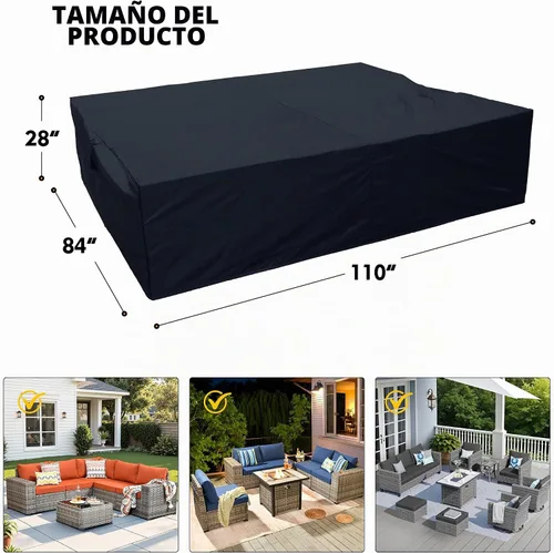 Vista 7 de OVIOS Juego de fundas para muebles de patio Funda seccional para sofá al aire libre Funda para silla otomana impermeable de uso general, 110 x 84 x