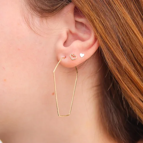 Vista 82 de Aretes de aro finos martillados, elegantes plata esterlina geométrica sólida, relleno de oro y relleno de oro rosa; para mujer por Lotus Stone