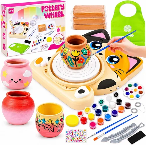 Vista 7 de Insnug Rueda de alfarería para niños – Artes y manualidades para niños de 8 a 12 años, kit de rueda de alfarería para niños, juguetes