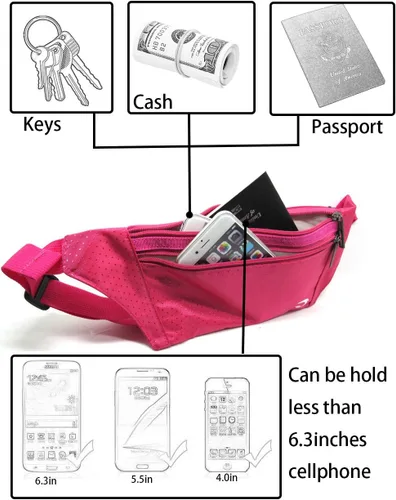 Vista 84 de Bolsa de cintura ultrafino con ranuras c/visualización para tarjeta de crédito, para deportes, aire libre, correr, caminar, viajes.